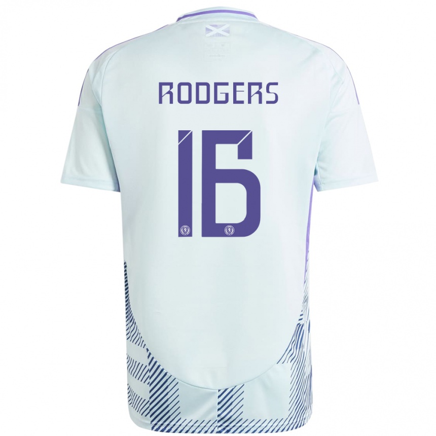 Kids Football Scotland Amy Rodgers #16 Light Mint Blue Away Jersey 24-26 T-Shirt Za