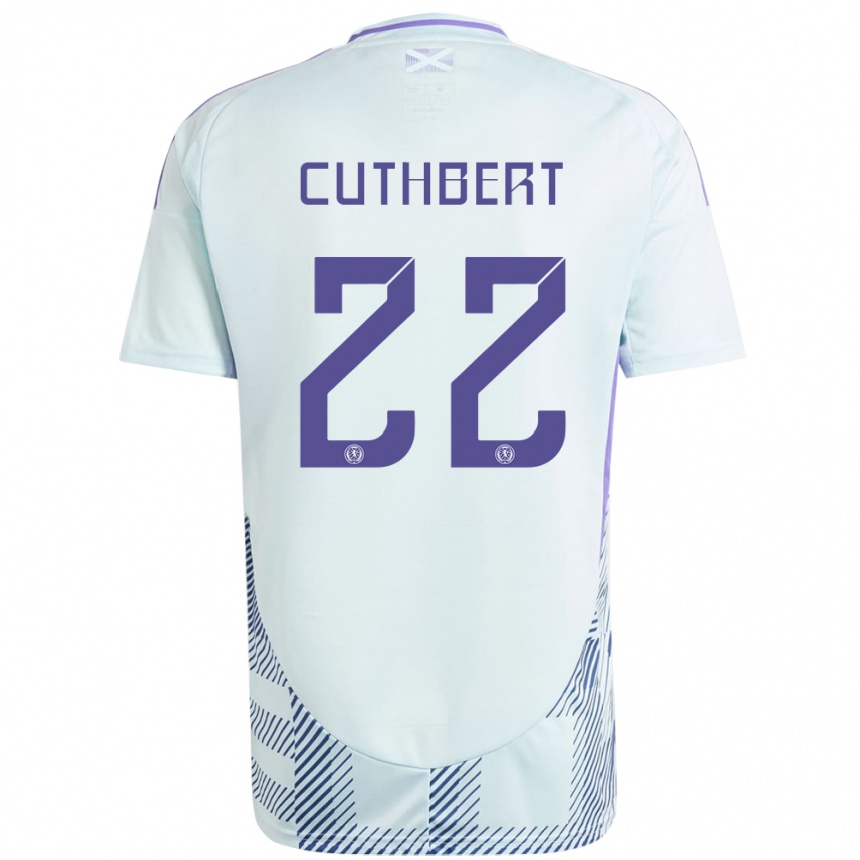 Kids Football Scotland Erin Cuthbert #22 Light Mint Blue Away Jersey 24-26 T-Shirt Za