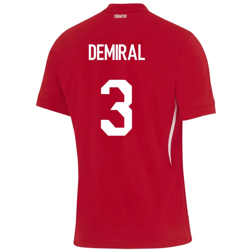 Kids Football Turkey Merih Demiral #3 Red Away Jersey 24-26 T-Shirt Za