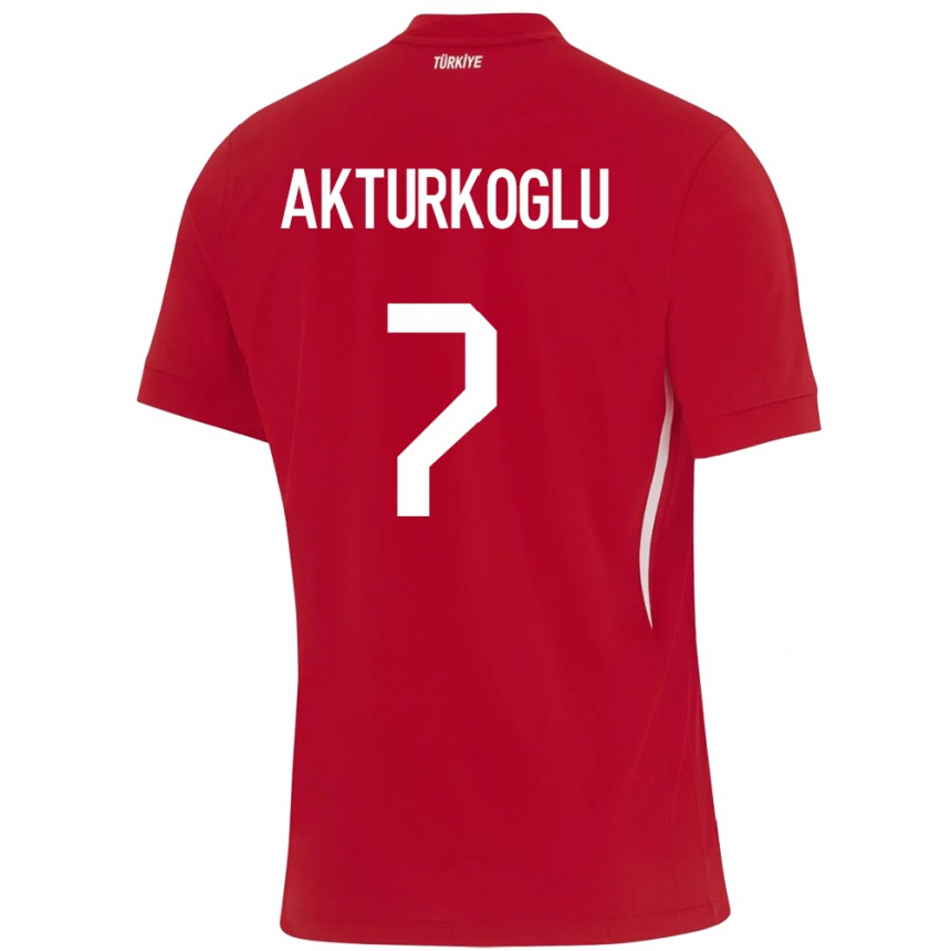 Kids Football Turkey Kerem Aktürkoğlu #7 Red Away Jersey 24-26 T-Shirt Za