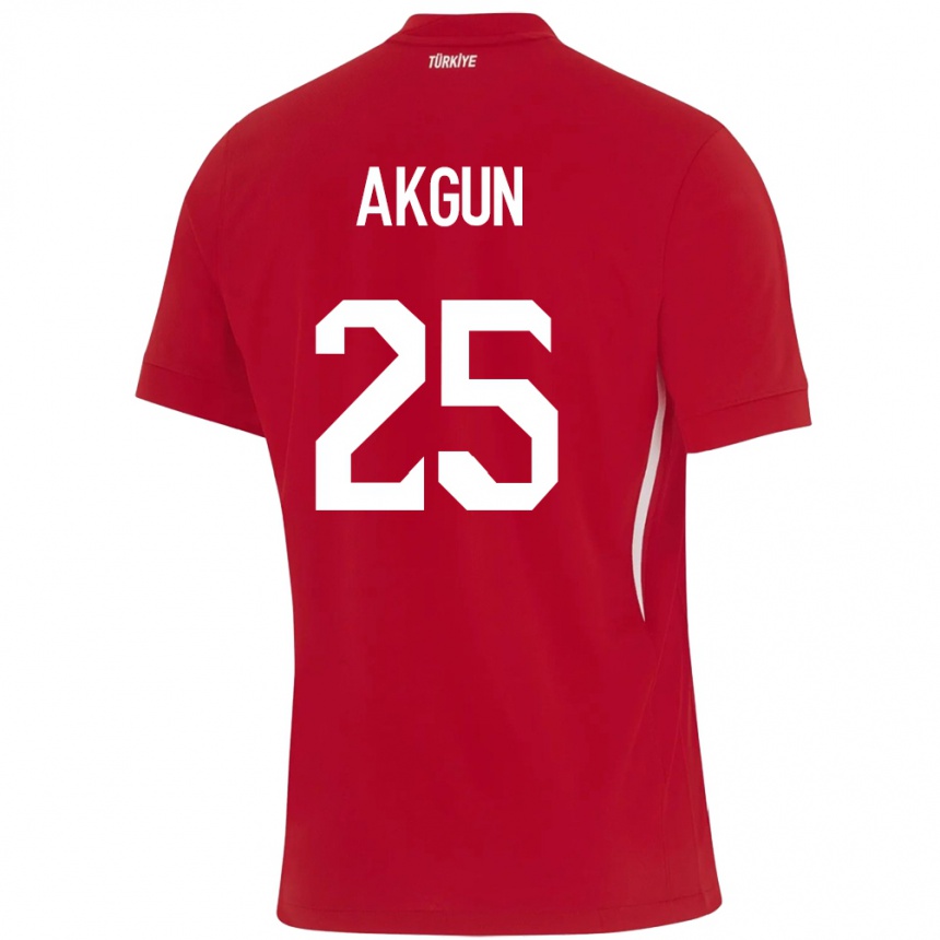 Kids Football Turkey Yunus Akgün #25 Red Away Jersey 24-26 T-Shirt Za