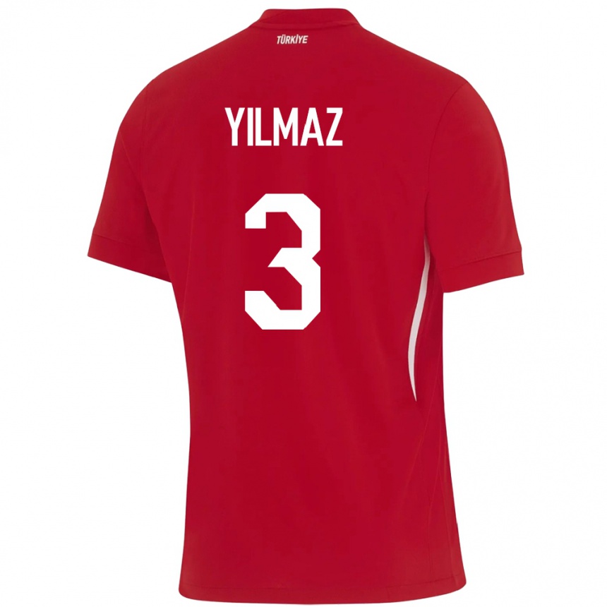 Kids Football Turkey Berkay Yılmaz #3 Red Away Jersey 24-26 T-Shirt Za