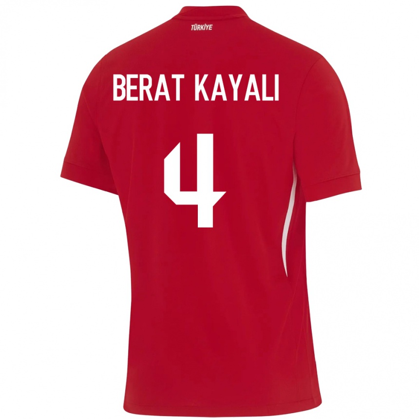 Kids Football Turkey Hasan Berat Kayalı #4 Red Away Jersey 24-26 T-Shirt Za