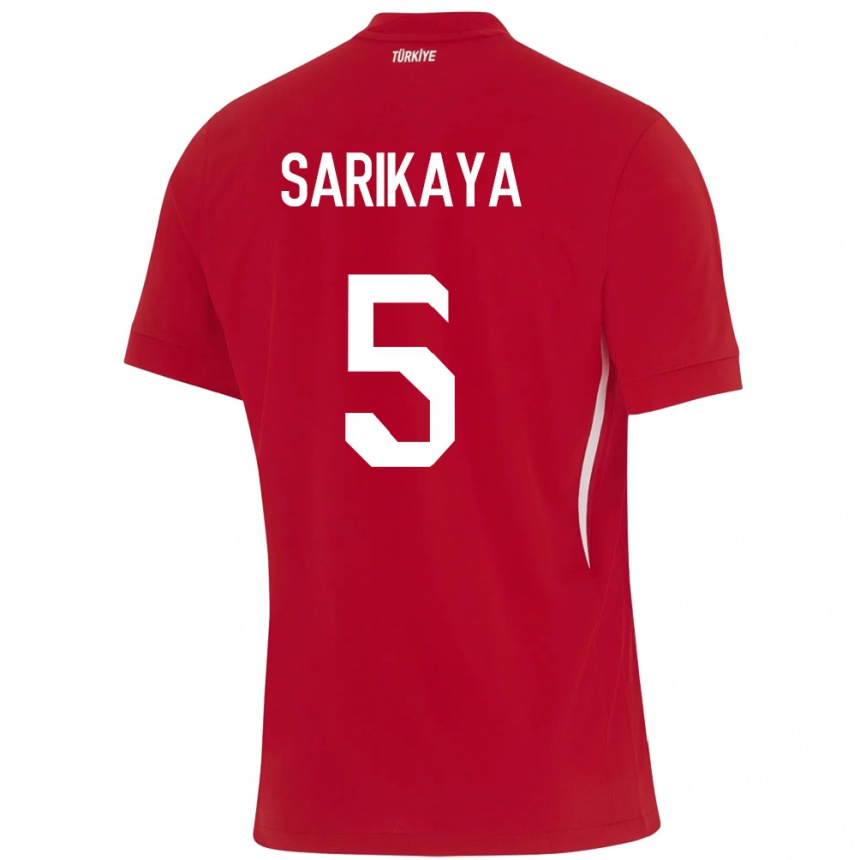 Kids Football Turkey Efe Sarıkaya #5 Red Away Jersey 24-26 T-Shirt Za