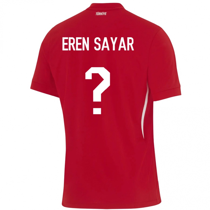 Kids Football Turkey Emin Eren Sayar #0 Red Away Jersey 24-26 T-Shirt Za