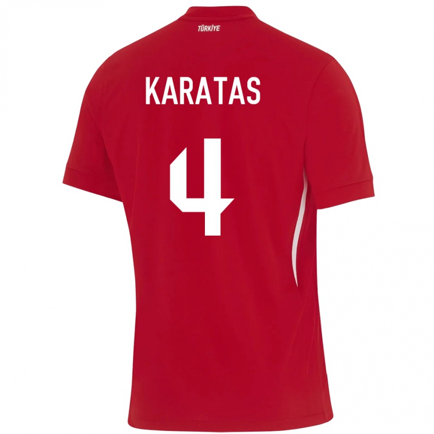 Kids Football Turkey Eda Karataş #4 Red Away Jersey 24-26 T-Shirt Za