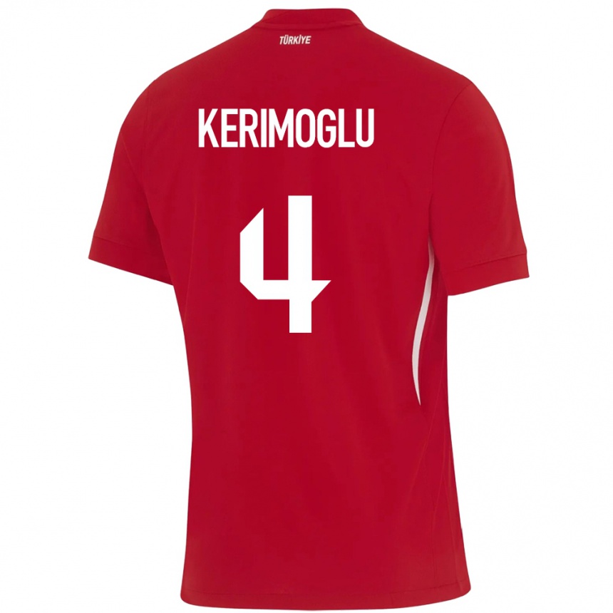 Kids Football Turkey Zeynap Kerimoğlu #4 Red Away Jersey 24-26 T-Shirt Za