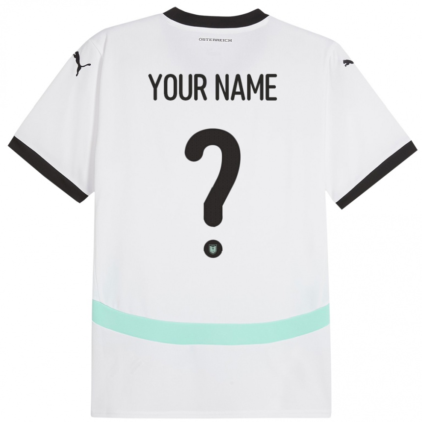 Kids Football Austria Your Name #0 White Away Jersey 24-26 T-Shirt Za