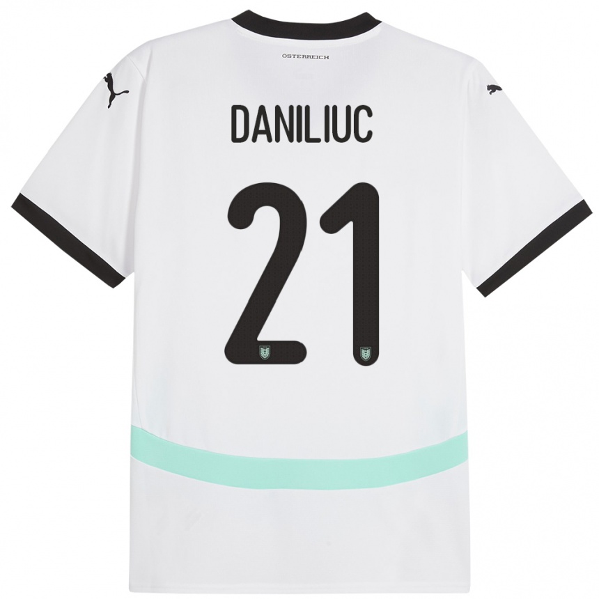 Kids Football Austria Flavius Daniliuc #21 White Away Jersey 24-26 T-Shirt Za