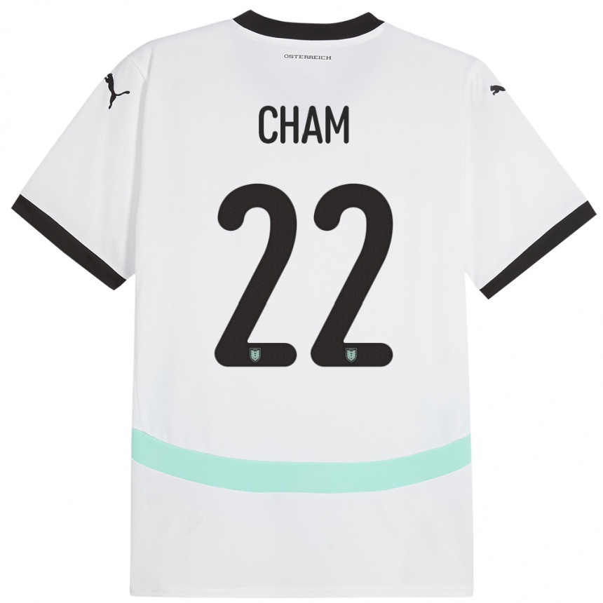 Kids Football Austria Muhammed Cham #22 White Away Jersey 24-26 T-Shirt Za