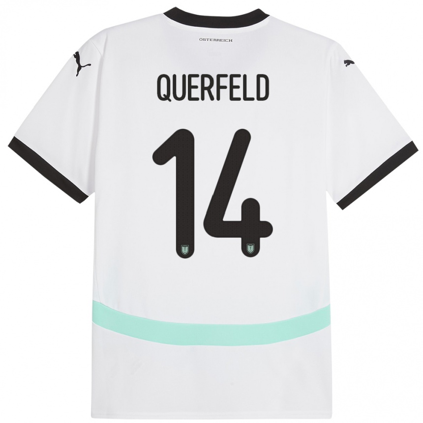 Kids Football Austria Leopold Querfeld #14 White Away Jersey 24-26 T-Shirt Za