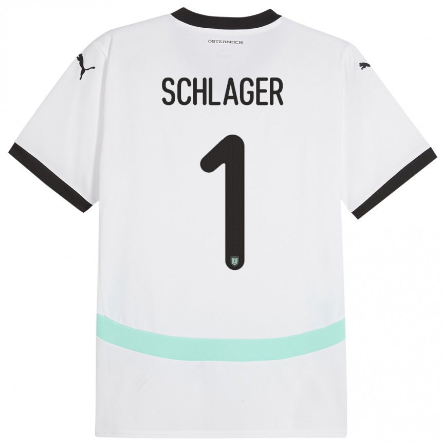 Kids Football Austria Alexander Schlager #1 White Away Jersey 24-26 T-Shirt Za