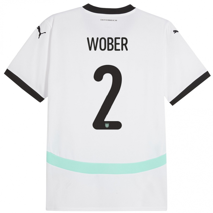 Kids Football Austria Maximilian Wöber #2 White Away Jersey 24-26 T-Shirt Za