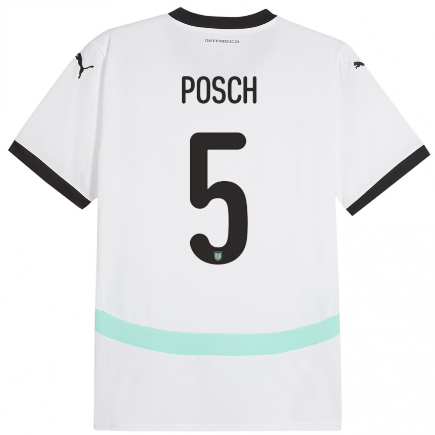 Kids Football Austria Stefan Posch #5 White Away Jersey 24-26 T-Shirt Za