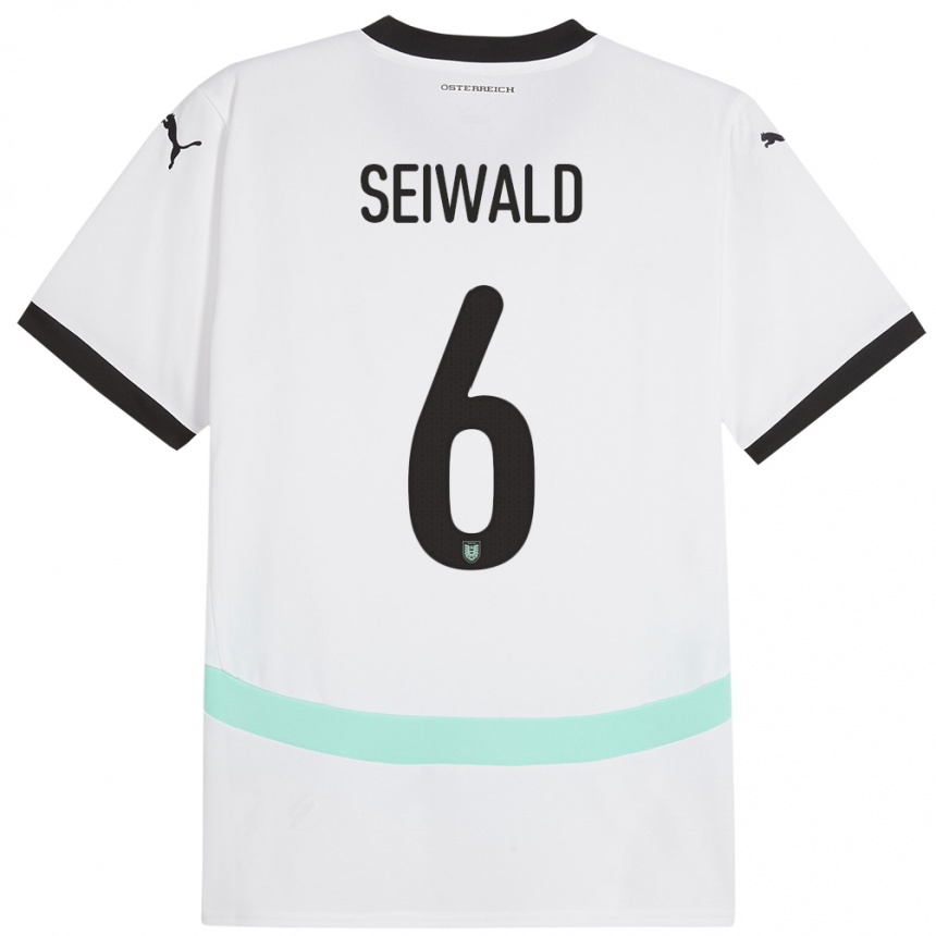 Kids Football Austria Nicolas Seiwald #6 White Away Jersey 24-26 T-Shirt Za