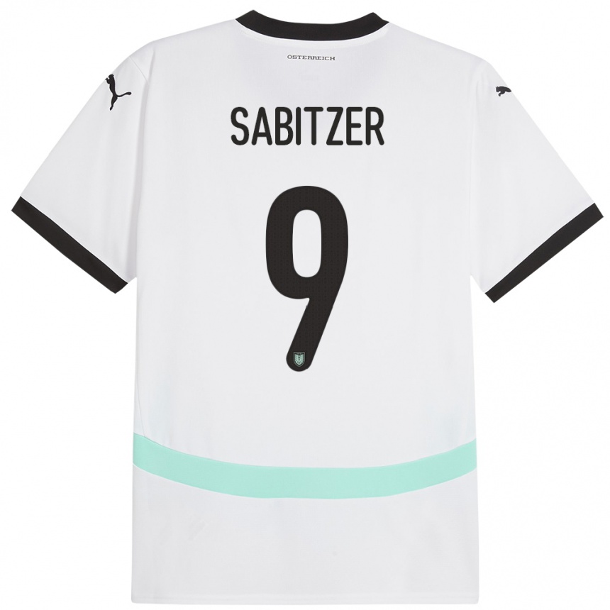 Kids Football Austria Marcel Sabitzer #9 White Away Jersey 24-26 T-Shirt Za