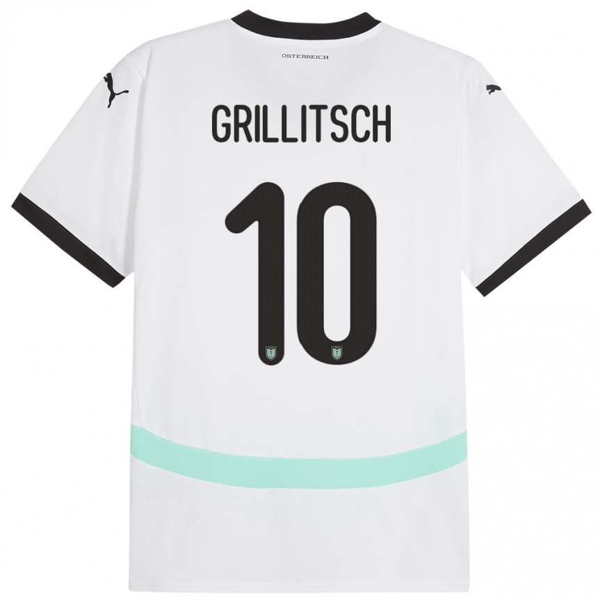 Kids Football Austria Florian Grillitsch #10 White Away Jersey 24-26 T-Shirt Za