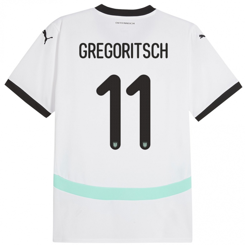 Kids Football Austria Michael Gregoritsch #11 White Away Jersey 24-26 T-Shirt Za