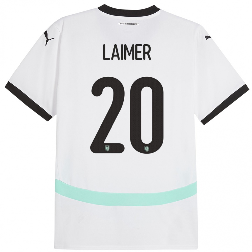 Kids Football Austria Konrad Laimer #20 White Away Jersey 24-26 T-Shirt Za