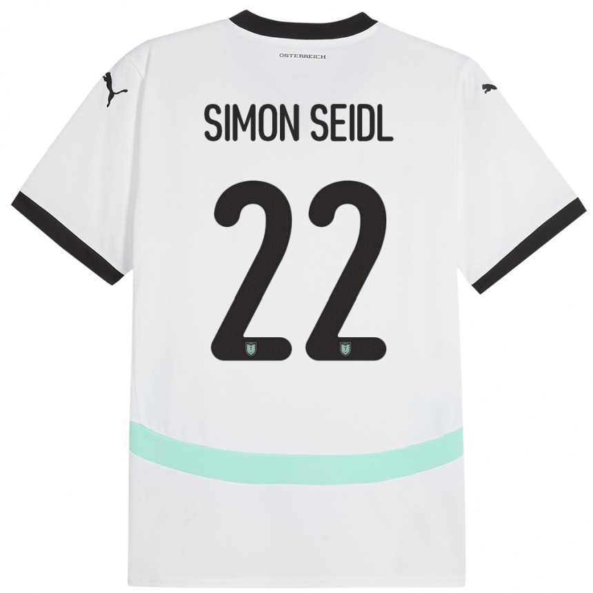 Kids Football Austria Simon Seidl #22 White Away Jersey 24-26 T-Shirt Za