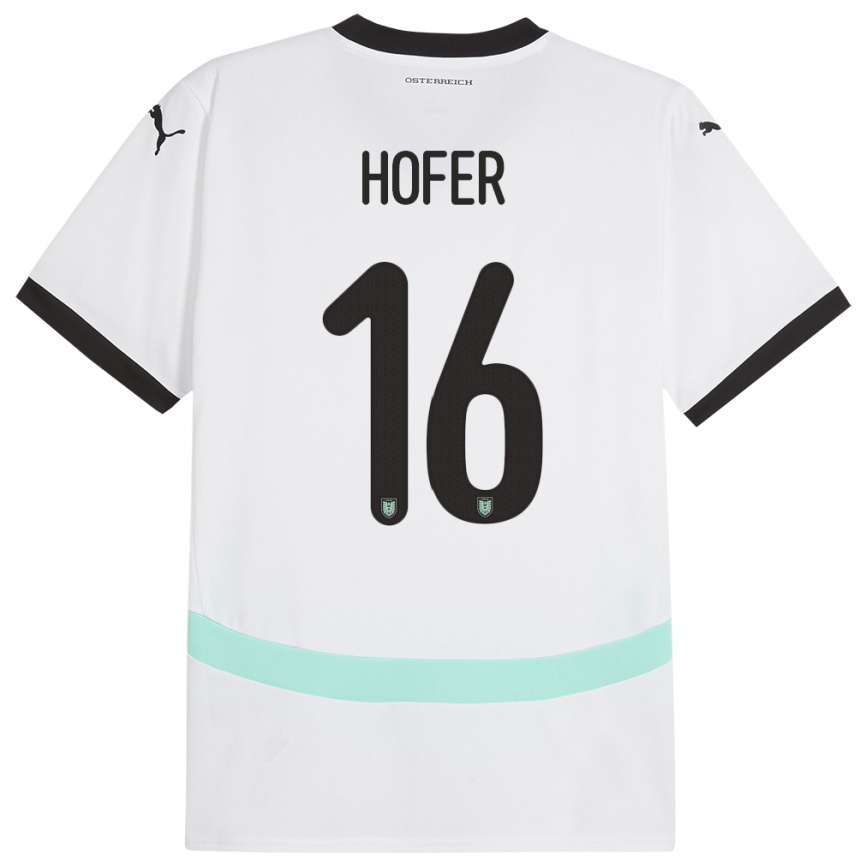 Kids Football Austria Raphael Hofer #16 White Away Jersey 24-26 T-Shirt Za