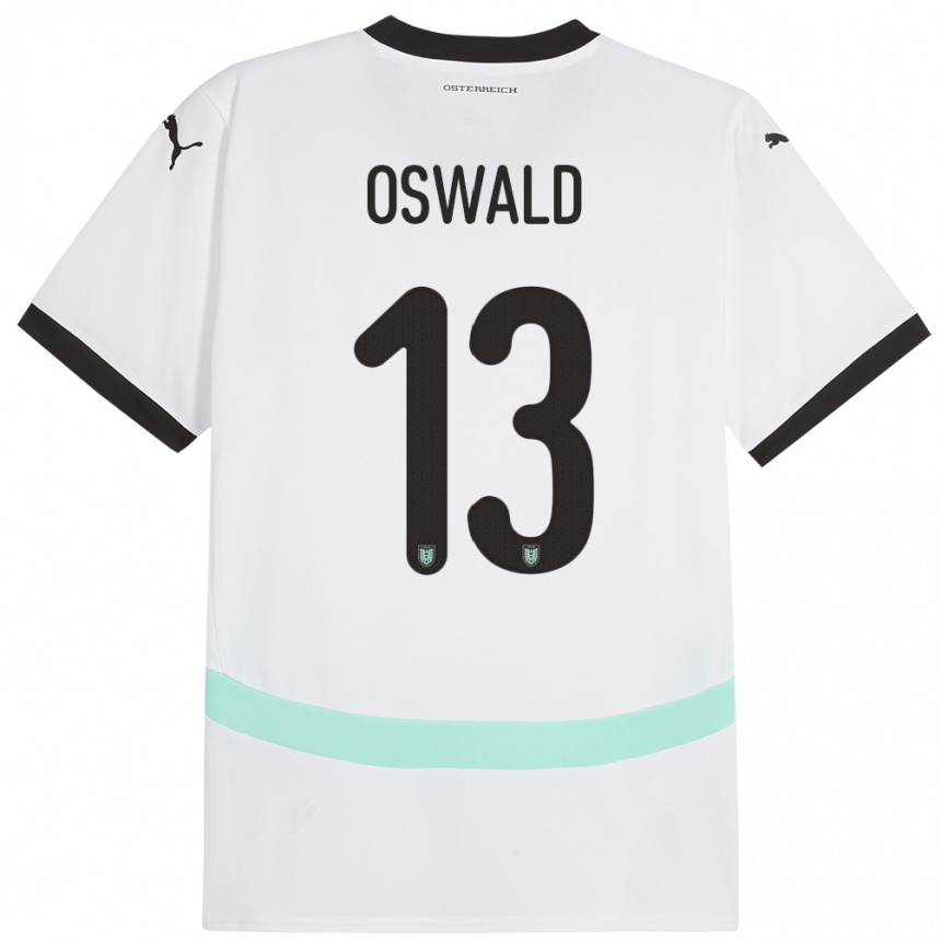 Kids Football Austria Moritz Oswald #13 White Away Jersey 24-26 T-Shirt Za