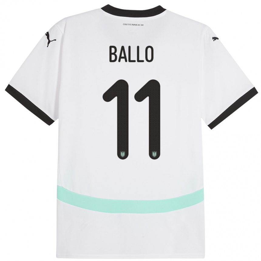 Kids Football Austria Thierno Ballo #11 White Away Jersey 24-26 T-Shirt Za