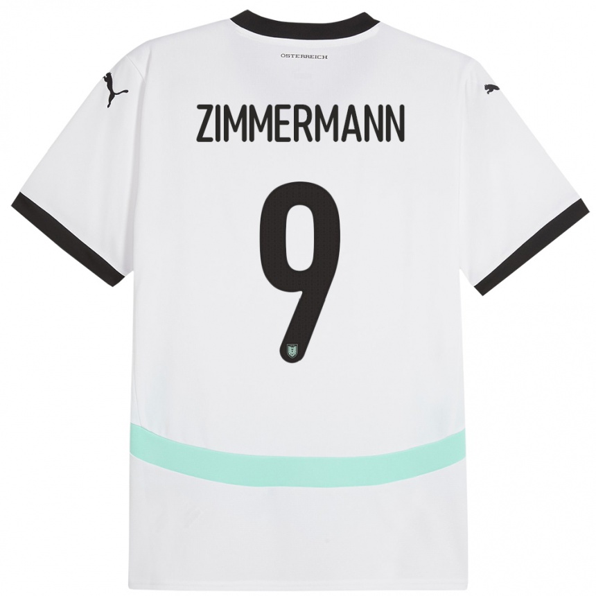 Kids Football Austria Bernhard Zimmermann #9 White Away Jersey 24-26 T-Shirt Za