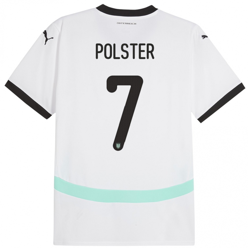 Kids Football Austria Manuel Polster #7 White Away Jersey 24-26 T-Shirt Za