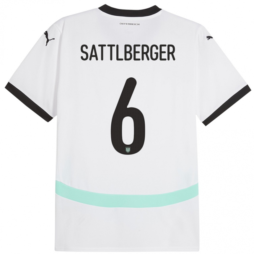 Kids Football Austria Nikolas Sattlberger #6 White Away Jersey 24-26 T-Shirt Za