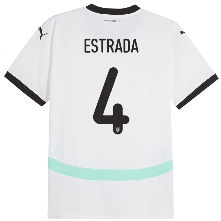 Kids Football Austria Pascal Estrada #4 White Away Jersey 24-26 T-Shirt Za