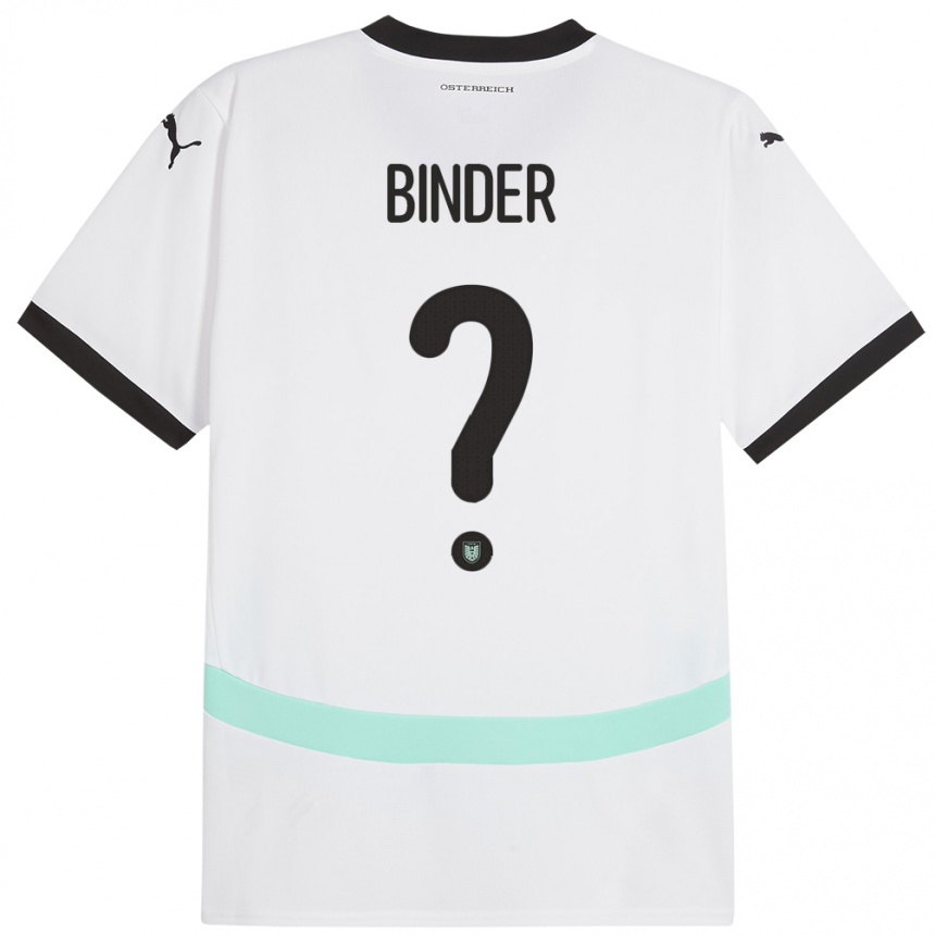 Kids Football Austria Nicolas Binder #0 White Away Jersey 24-26 T-Shirt Za