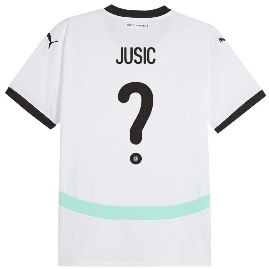 Kids Football Austria Kenan Jusic #0 White Away Jersey 24-26 T-Shirt Za