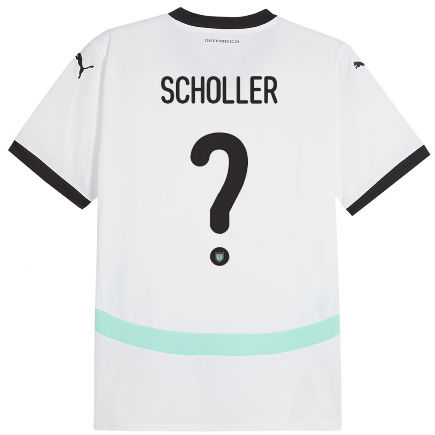 Kids Football Austria Jakob Schöller #0 White Away Jersey 24-26 T-Shirt Za