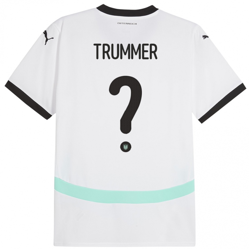 Kids Football Austria Tim Trummer #0 White Away Jersey 24-26 T-Shirt Za