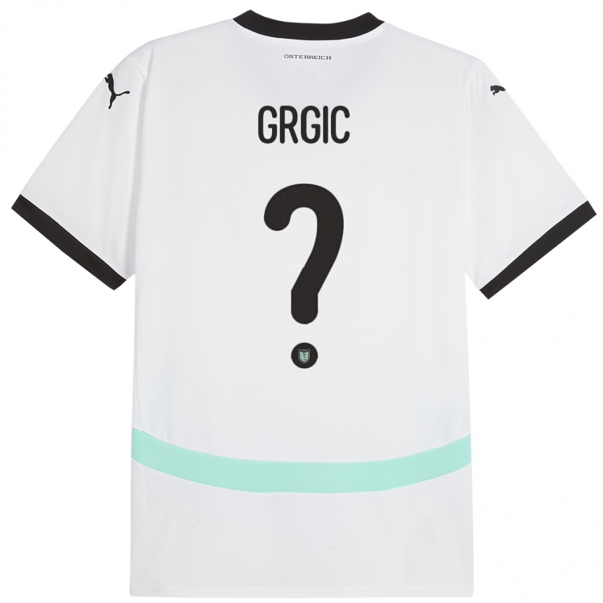 Kids Football Austria Leon Grgic #0 White Away Jersey 24-26 T-Shirt Za