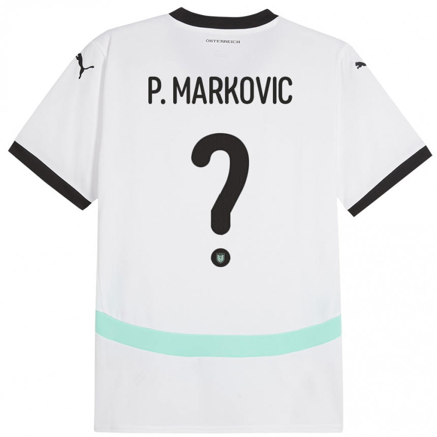 Kids Football Austria Petar Markovic #0 White Away Jersey 24-26 T-Shirt Za