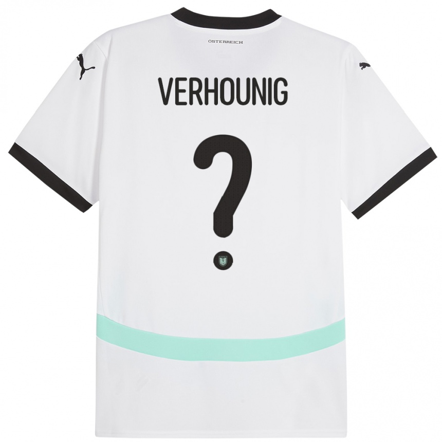 Kids Football Austria Phillip Verhounig #0 White Away Jersey 24-26 T-Shirt Za