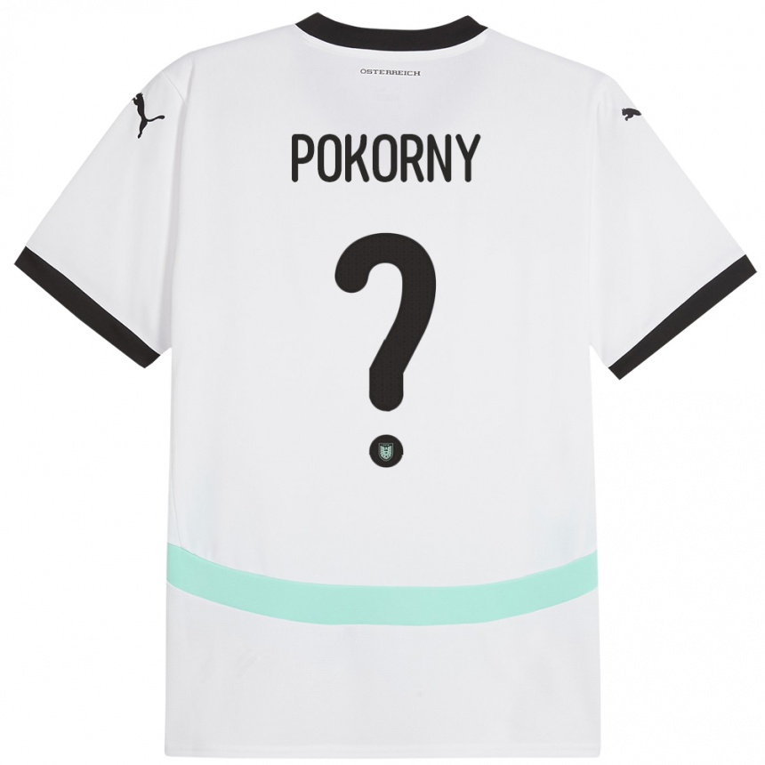 Kids Football Austria Jakob Pokorny #0 White Away Jersey 24-26 T-Shirt Za