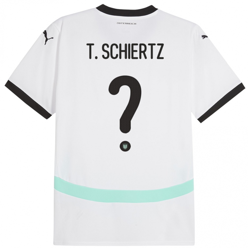 Kids Football Austria Tammo Schiertz #0 White Away Jersey 24-26 T-Shirt Za