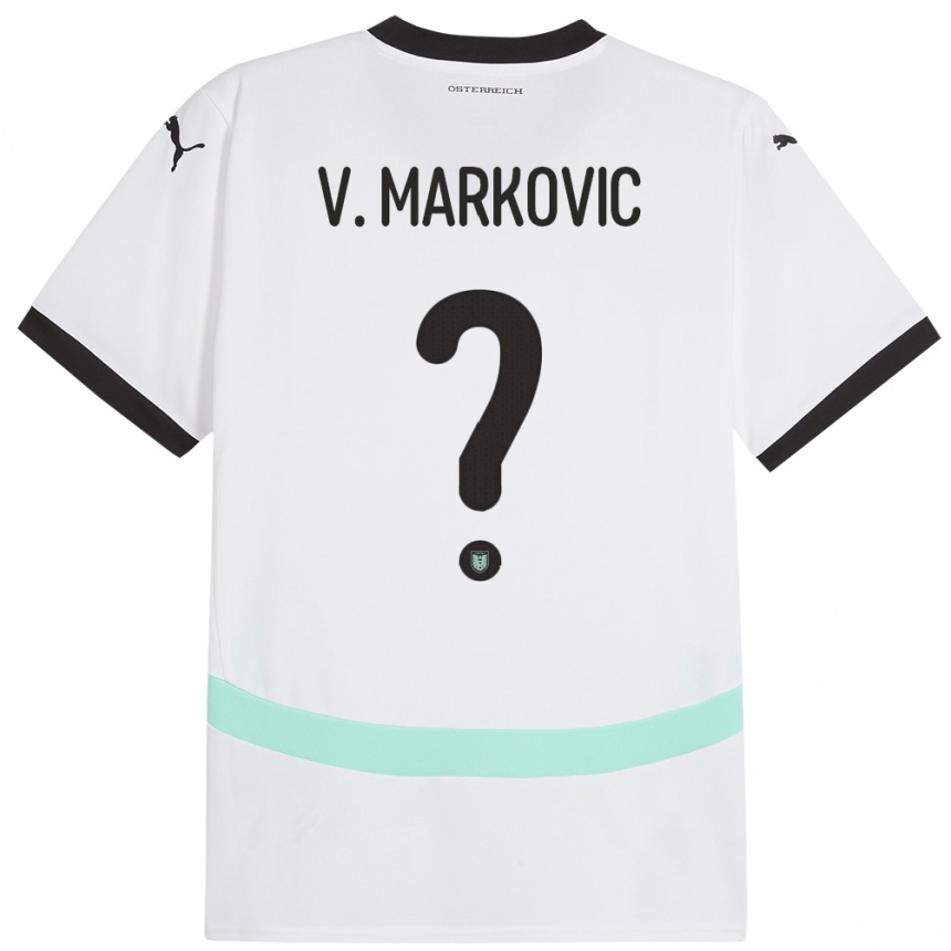 Kids Football Austria Vasilije Markovic #0 White Away Jersey 24-26 T-Shirt Za