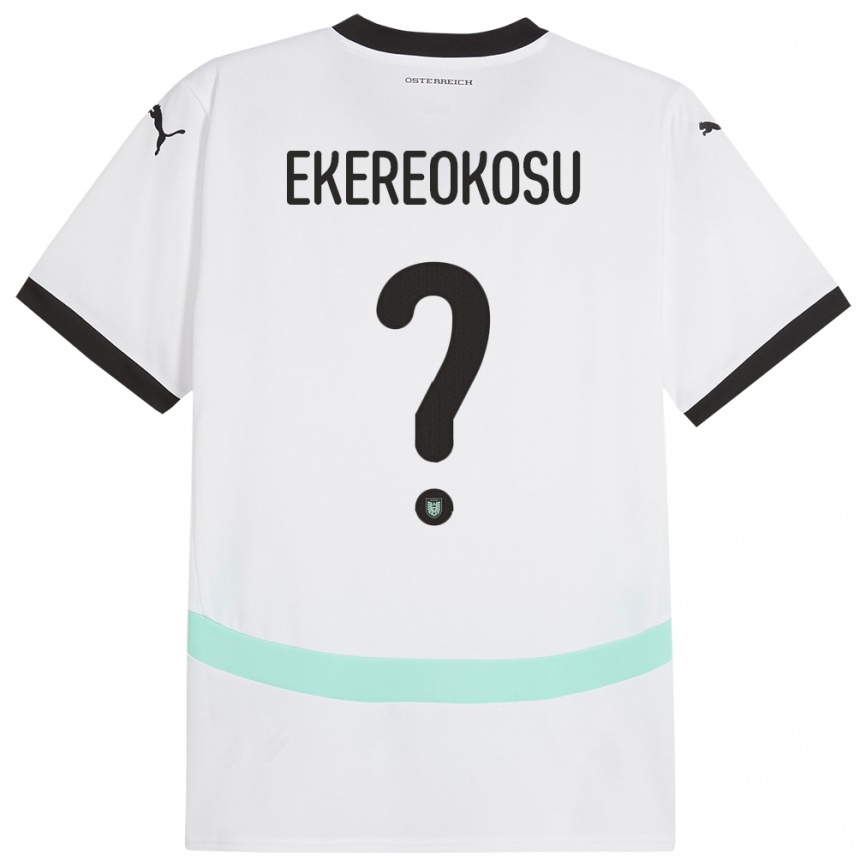 Kids Football Austria Tare Ekereokosu #0 White Away Jersey 24-26 T-Shirt Za