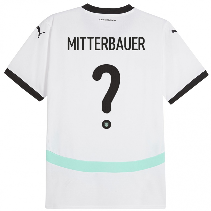 Kids Football Austria Elias Mitterbauer #0 White Away Jersey 24-26 T-Shirt Za