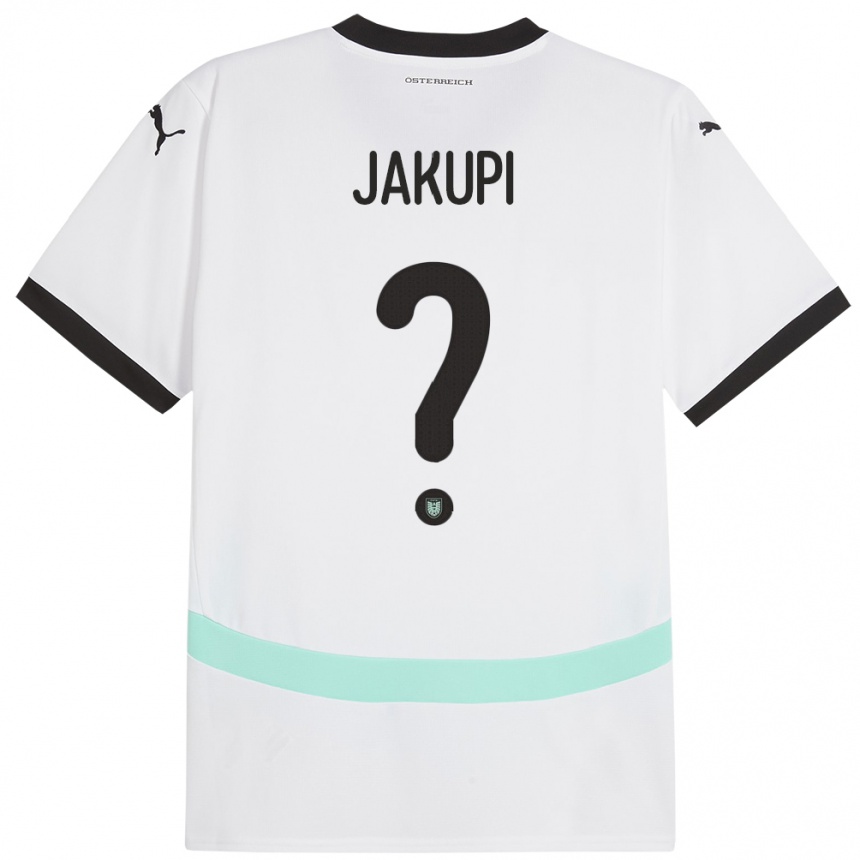 Kids Football Austria Edin Jakupi #0 White Away Jersey 24-26 T-Shirt Za