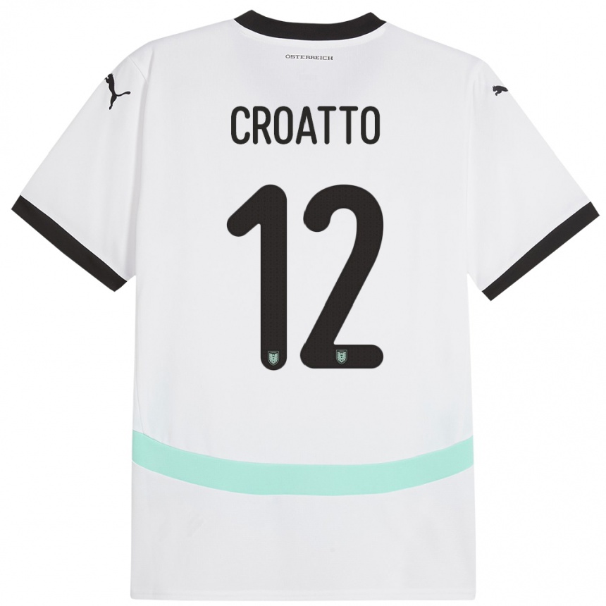 Kids Football Austria Michela Croatto #12 White Away Jersey 24-26 T-Shirt Za