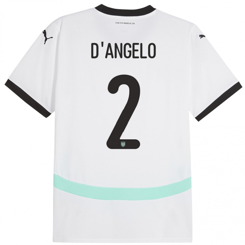 Kids Football Austria Chiara D’angelo #2 White Away Jersey 24-26 T-Shirt Za