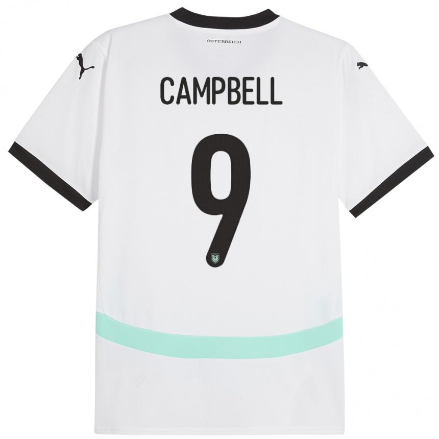 Kids Football Austria Eileen Campbell #9 White Away Jersey 24-26 T-Shirt Za