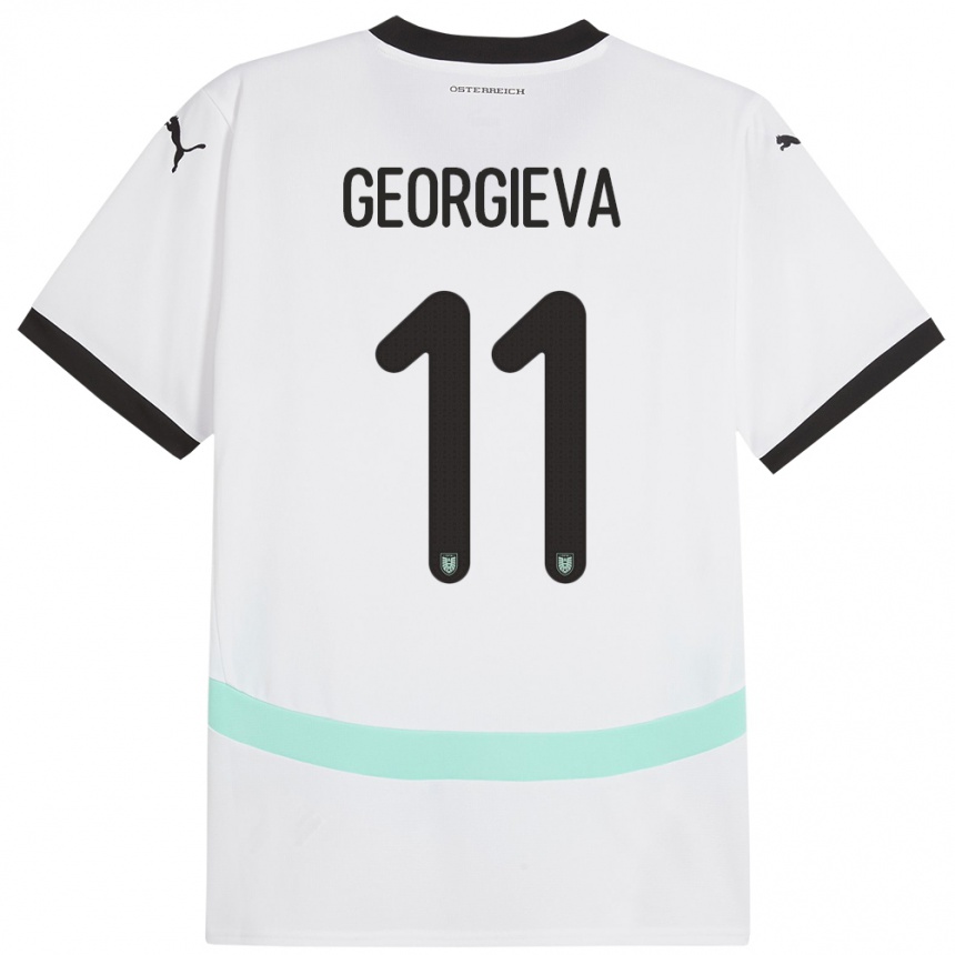 Kids Football Austria Marina Georgieva #11 White Away Jersey 24-26 T-Shirt Za