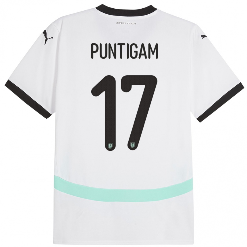 Kids Football Austria Sarah Puntigam #17 White Away Jersey 24-26 T-Shirt Za