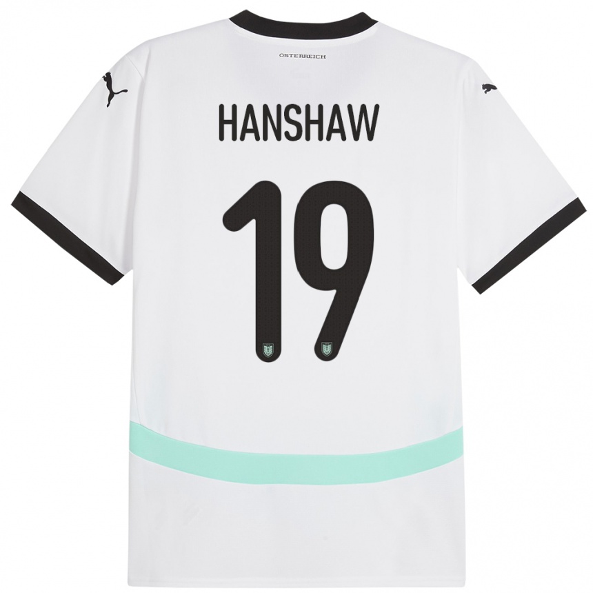 Kids Football Austria Verena Hanshaw #19 White Away Jersey 24-26 T-Shirt Za